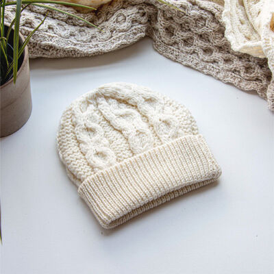 Merino Wool Knit Hat  Natural